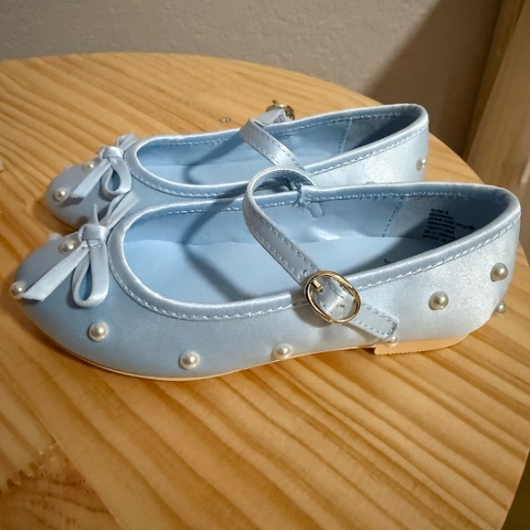 Janie and Jack Light Blue Pearl Dress Shoes - Picture 2 of 4